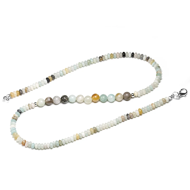 Ожерелье из натуральных бусин амазонита для мужчин и женщин ювелирные изделия
