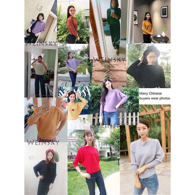Weinsky Women Knitted Sweaters And Pullovers Ladies Autumn Winter 2018 Fashion Korean Style Batwing Sleeve Pink | Женская одежда
