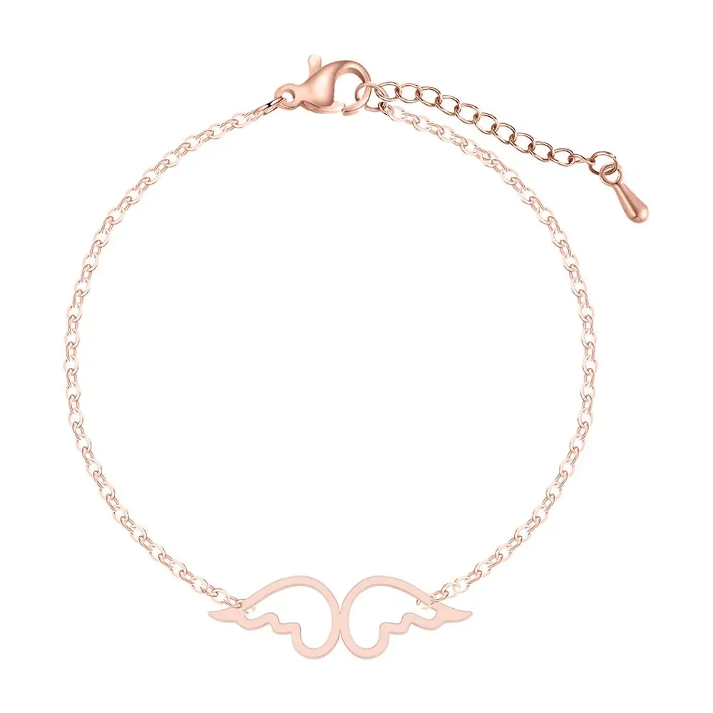 Чандлер Нержавеющая сталь Ангел подвеска крыло браслеты милый золотой розовый
