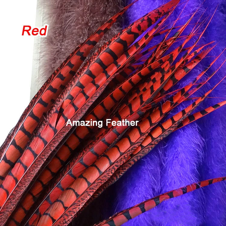 

100pcs 30-35" Red Lady Amherst Pheasant Tail Feathers pheasant feathers for carnival party costumes cosplay decoration