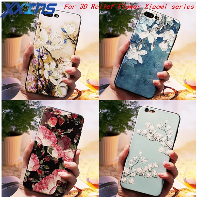 Роскошный чехол с 3D рельефным цветком для Xiaomi A1 5X A2 6 6X 8 8SE Redmi 4X 6A 4A S2 мягкий
