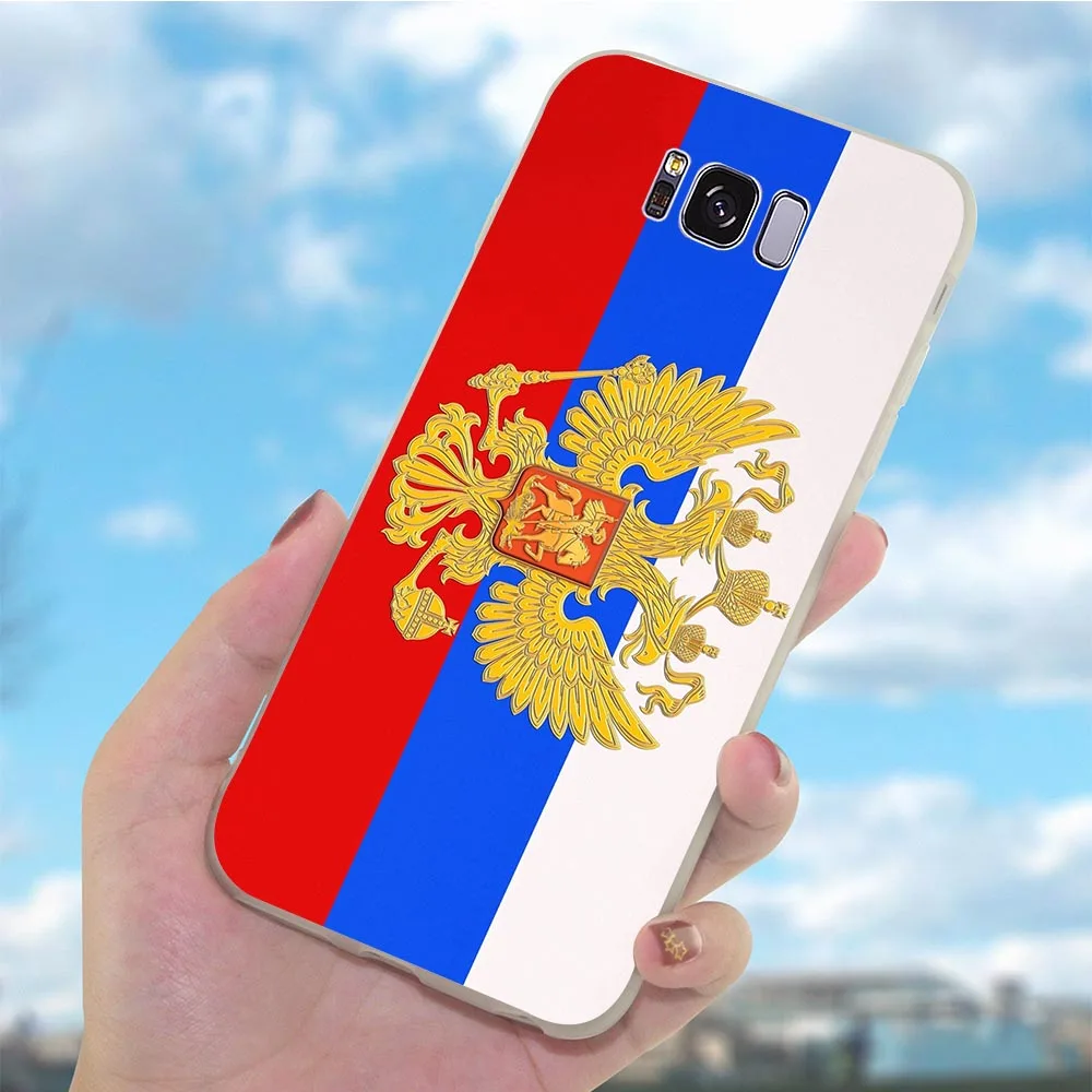 Мягкий ТПУ силиконовый чехол для телефона с российским флагом Galaxy Samsung S10 S7 M10 M20 M30