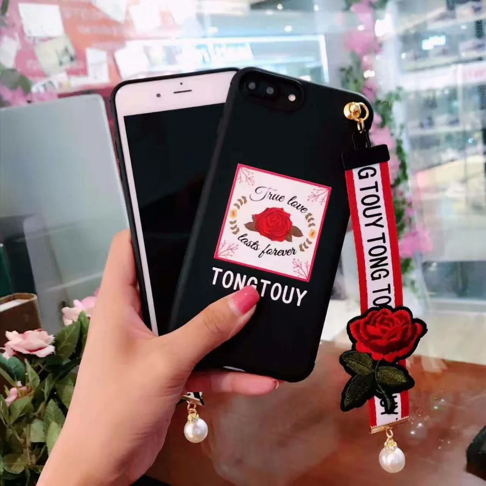 Zmasi элегантные розовыми цветами мягкие cell чехол для iPhone 7 6 6S плюс Вышивка вырос