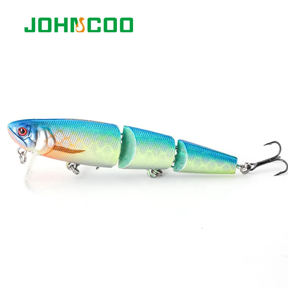 JOHNCOO Topwater Wobbler Bait and Swimming Bait Fishing Lure 98mm/11.5g 3 Segment Minnow Lure for Bass Pike