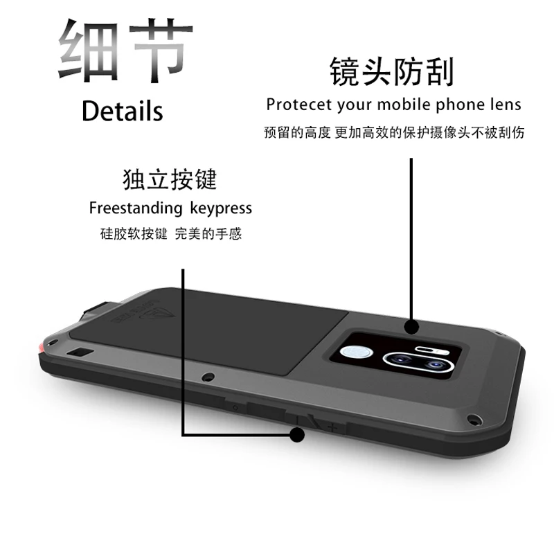 Love Mei Shockproof Waterproof Case for LG G7 Aluminum Metal Armor Cover Full Protection Tempered Glass Protector | Мобильные