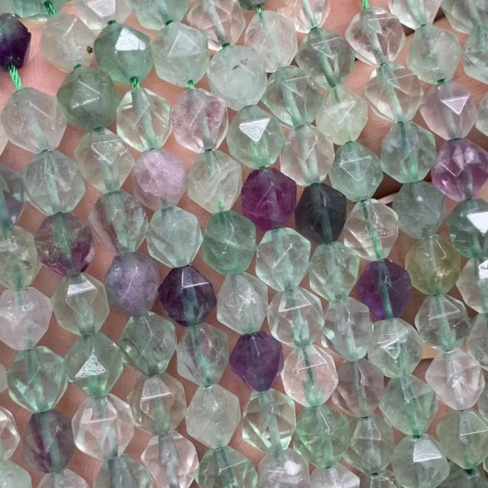 Граненые бусины из натурального флюорита 8 мм незакрепленные DIY для изготовления