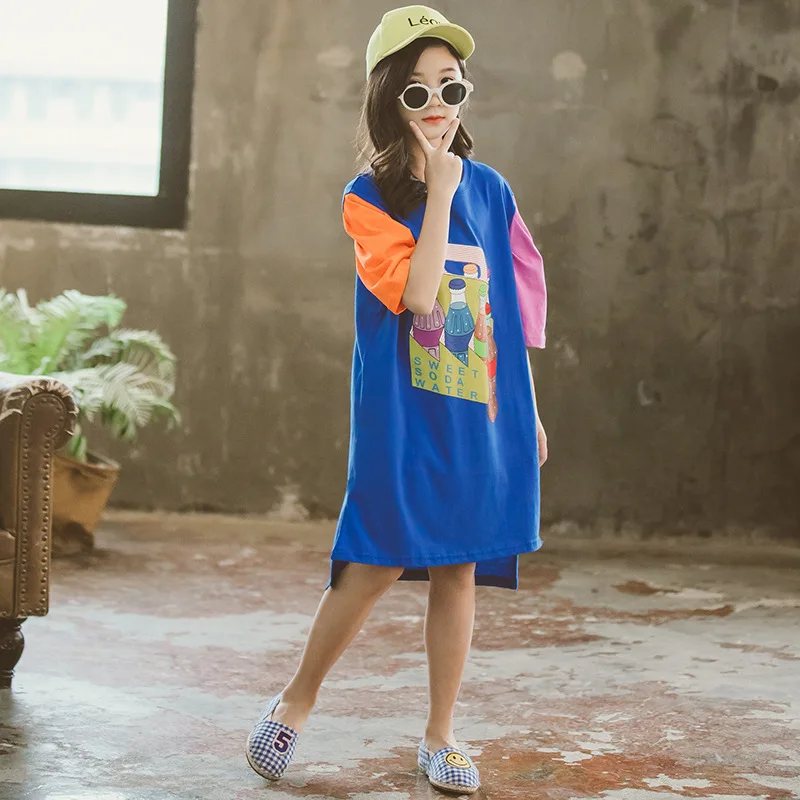 Детские платья для девочек летнее платье с принтом колы девочек-подростков