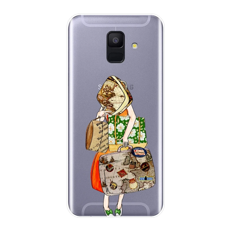 Phone Case For Samsung Galaxy A3 A5 A7 2016 2017 Soft Silicone Travel Girl Camera Back Cover A6 A8 Plus 2018 | Мобильные телефоны и
