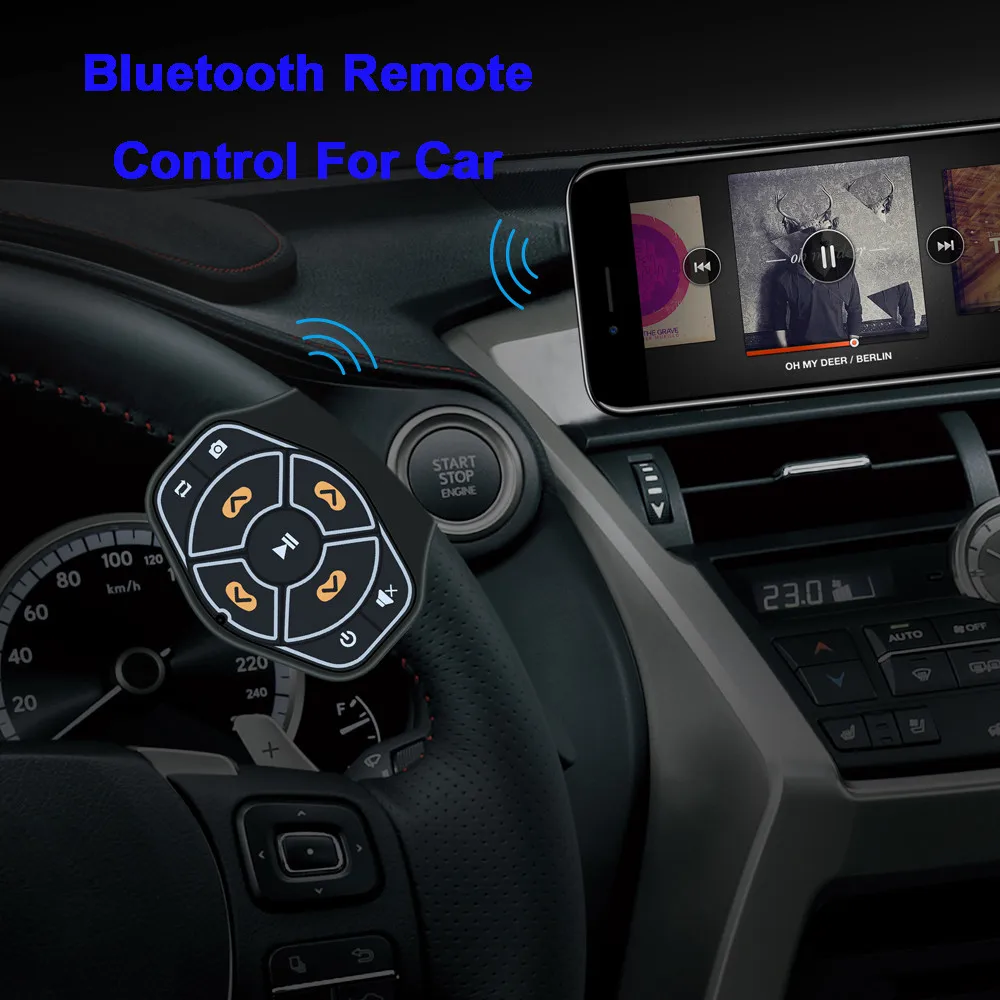 VOBERRY беспроводной Bluetooth 4,0 Руль дистанционного управления медиа кнопка для автомобилей совместима с Android IOS
