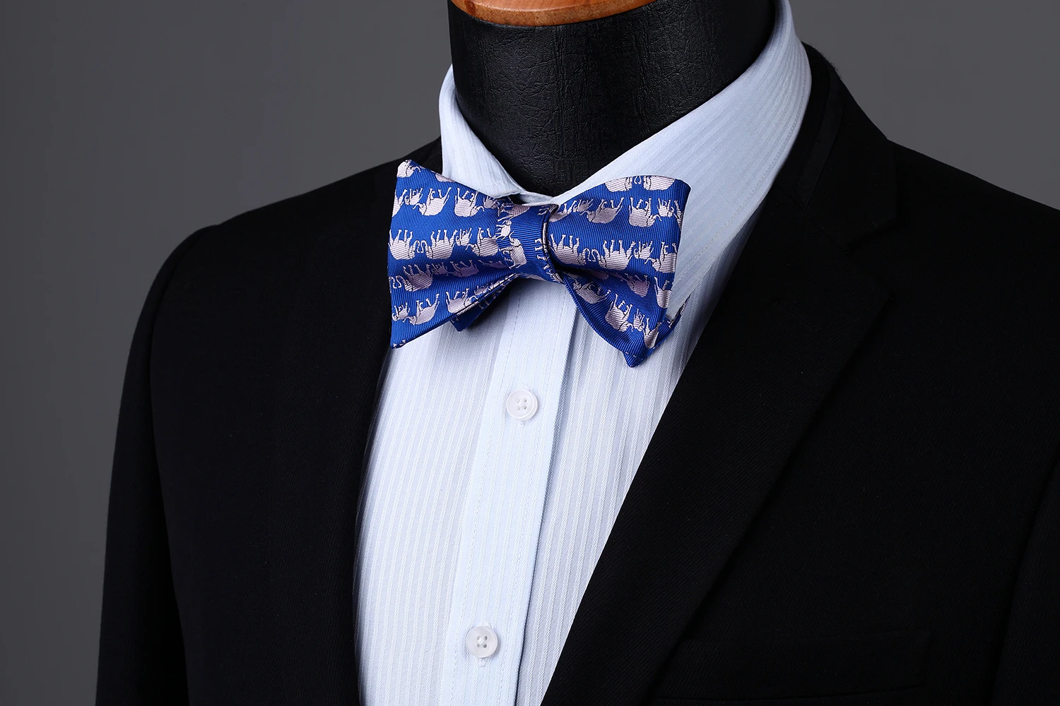 Men Woven Party Wedding Blue Animal Self Bow Tie Pocket Square Set#BGA15BS handkerchief set | Ties