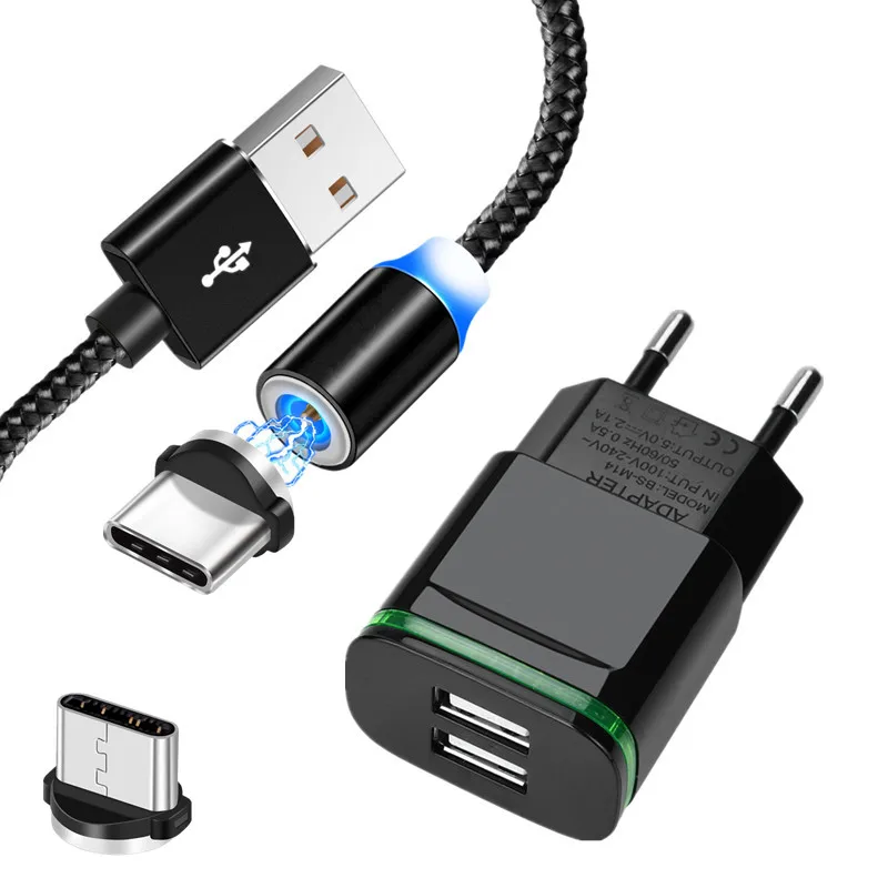 Светодиодный магнитный Кабель с разъемом типа C USB быстрое зарядное устройство