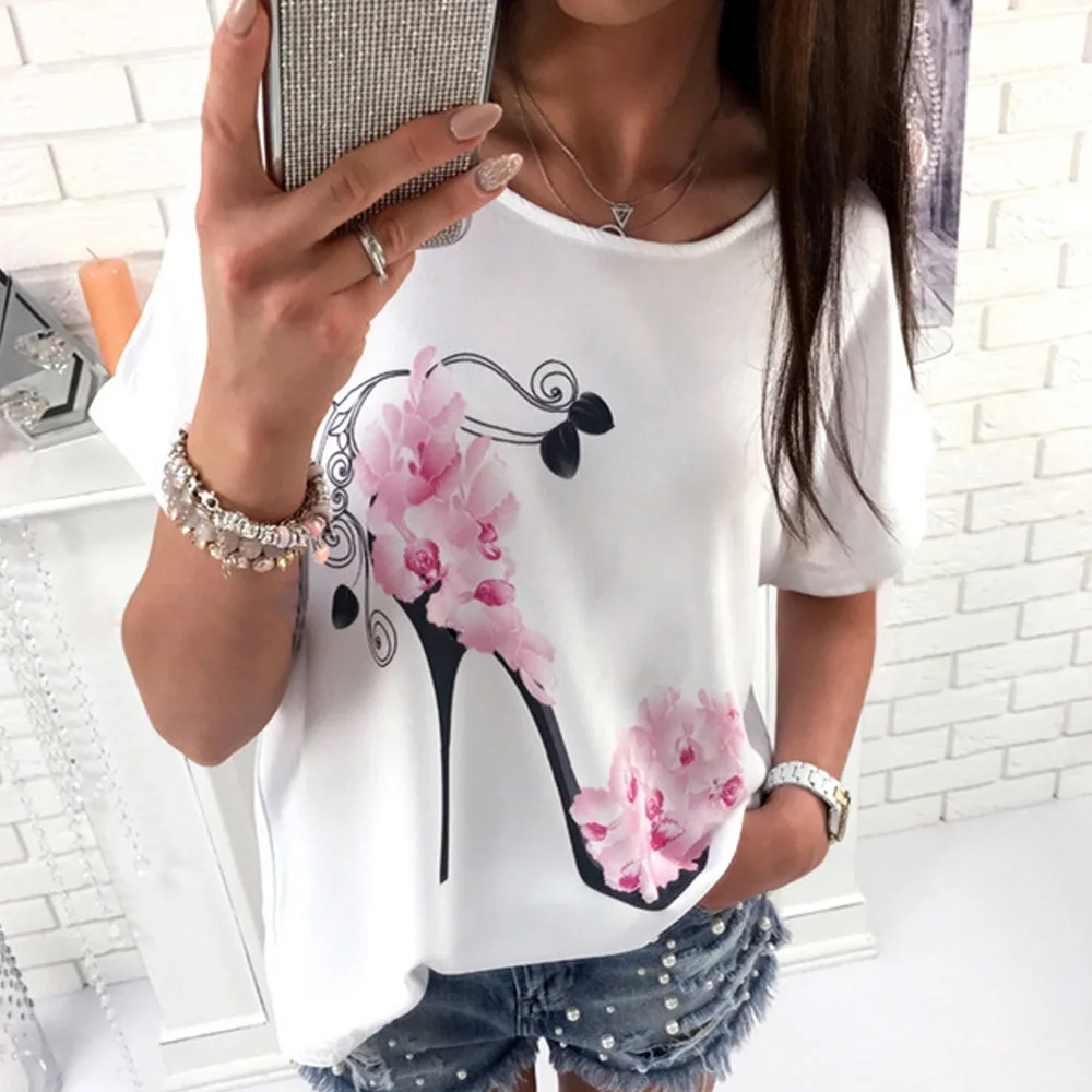 AVODOVAMA M 2018 летние новые Блузы с принтом женские весенние Рубашки коротким рукавом - Фото №1