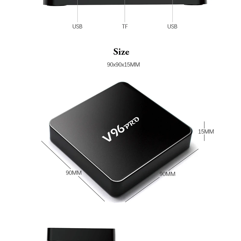 V96Pro ТВ коробка ОС Android 7,1 2 Гб оперативной памяти, 16 Гб встроенной памяти, Декодер каналов кабельного телевидения Smart ТВ Amlogic S905w 64-разрядным четырёхъядерным Android tv BOX Поддержка IP ТВ 4K H.265