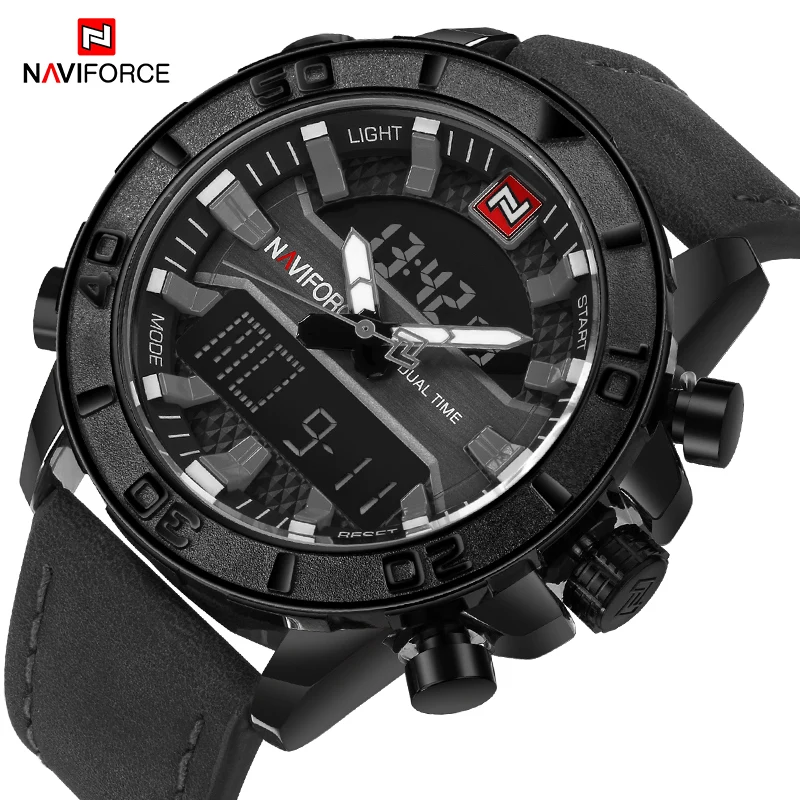 NAVIFORCE Лидирующий бренд для мужчин Спорт часы Мода светодиодный цифровой