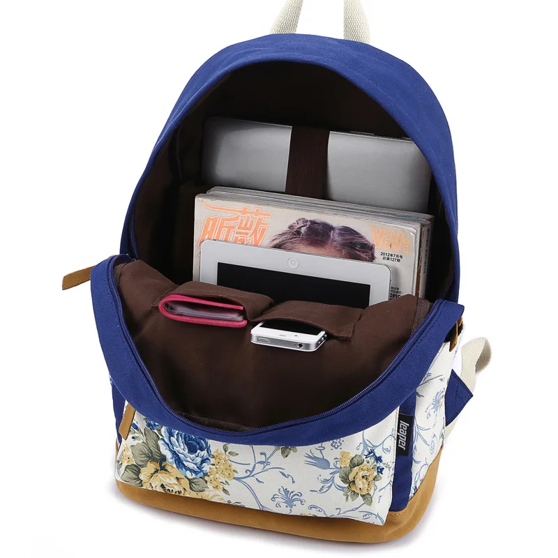 

3 Pcs/set Canvas Backpack Woman Flower print School Backpacks Schoolbag For Teenagers Girl Fashion Student Book Bag Boys Satchel