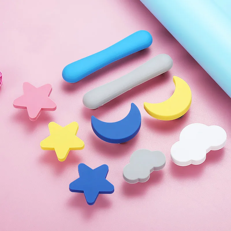 

JD Anti-bumping Personality Children's Room Wardrobe Cartoon Handle Star Moon White Clouds Cabinet Door Drawer Child Handle