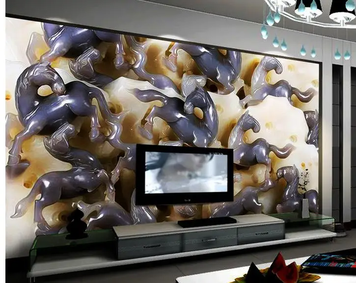 Пользовательские 3d обои Нефритовая лошадь настенная фоновая стена фото фрески