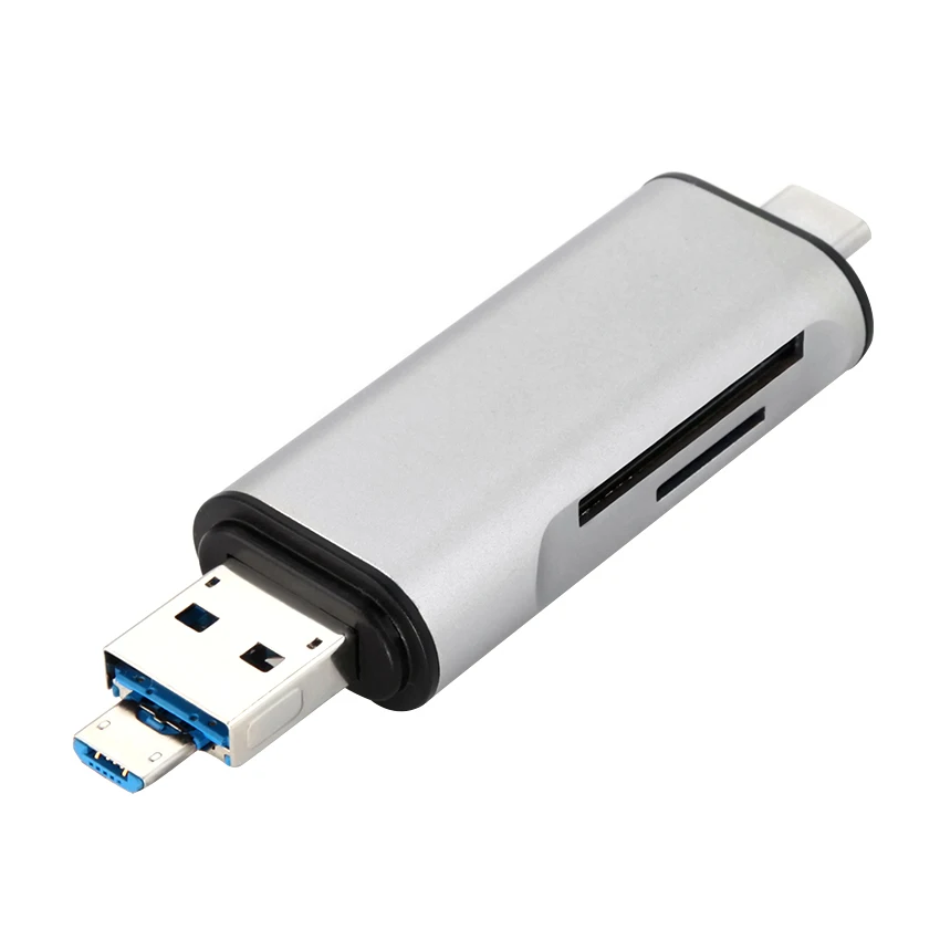 Высококачественный 3 в 1 кардридер usb type C Micro USB комбо 2 слота TF SD считыватель карт OTG