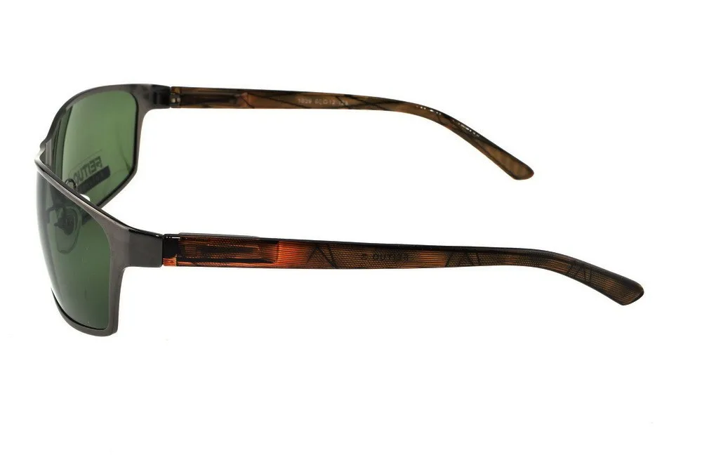 Мужские темные солнцезащитные очки поляризационные в овальной оправе из сплава