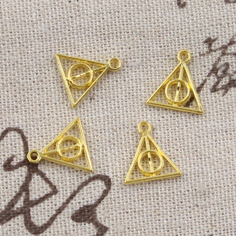 30 шт. шармы deathly hallows 13x12 мм искусственно состаренные подвески, винтажная тибетская Серебряная бронзовая, DIY для браслета ожерелье