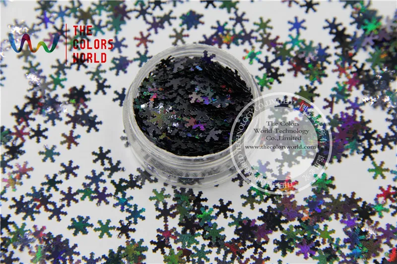 

TCA1000 laser holographic Black color Glitter paillette Snowflake shape 6.0mm Size spangles for Nail Art and DIY supplies