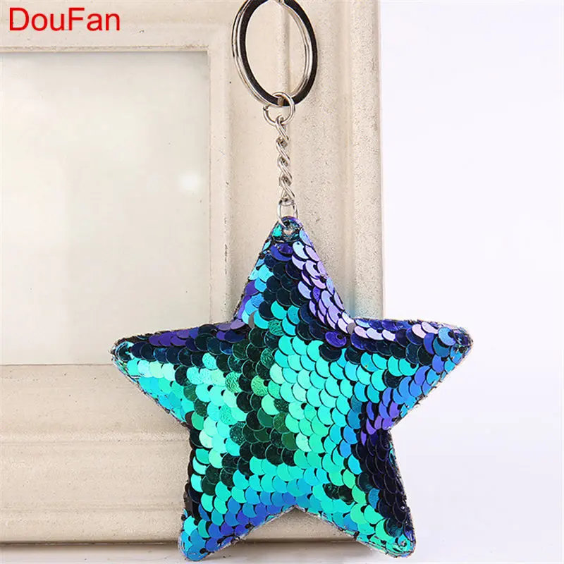 Милая звезда DouFan брелок с Блестками Помпон блестками для ключей подарки женщин