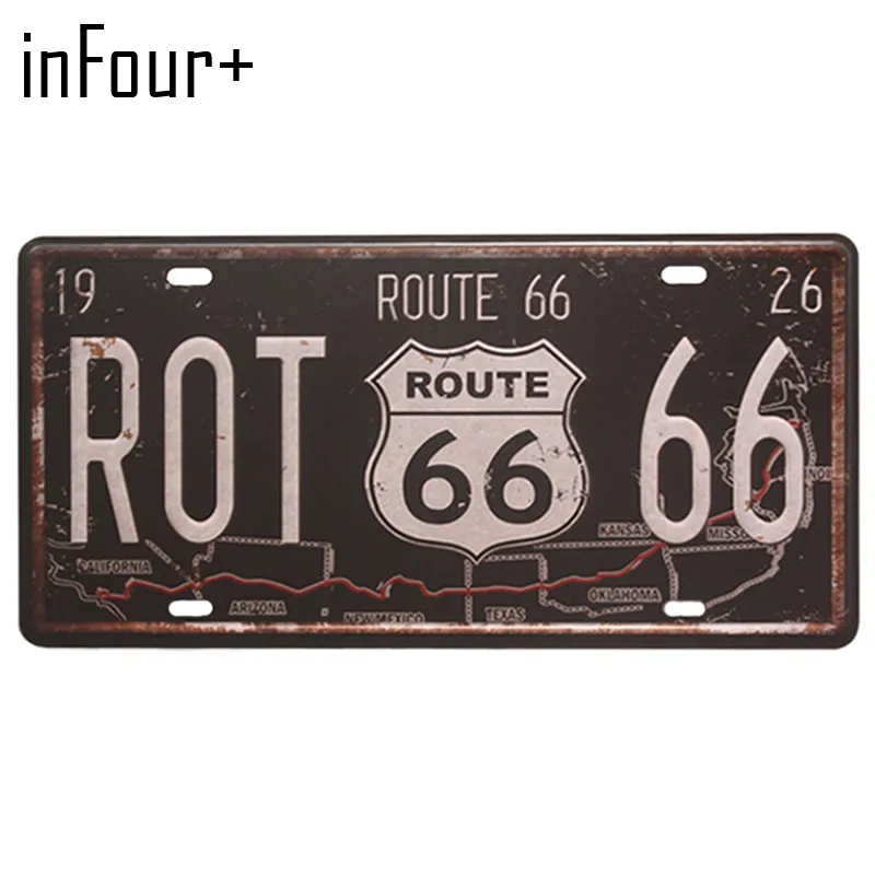 Горячая ROT Route 66 номерной знак металлическая пластина автомобильный номер оловянные знаки бар паб кафе для домашнего декора металлическая гаражный знак покраска таблички знаки