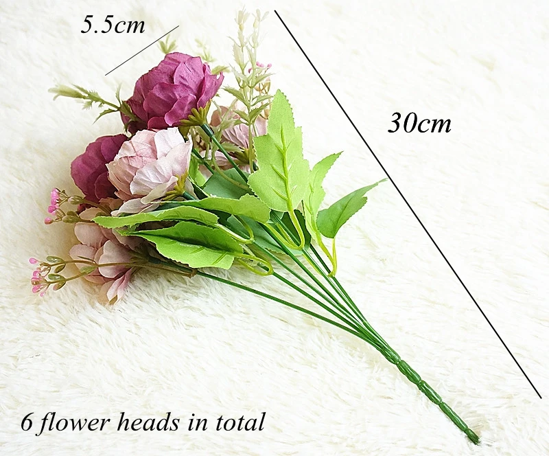 6 шт./Букет пионов шелковые цветы Искусственный шелк цветок букет Красивый