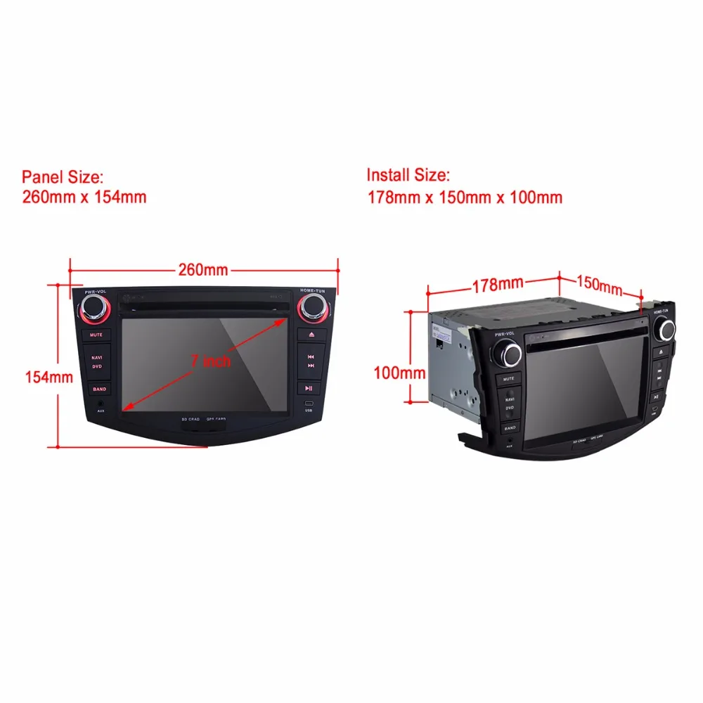Moveski J8820 Android 6.0 Car Stereo 7 inch for Toyota RAV4 2006-2012 HD 1024*600 Quad Core 2GB Flash +32GB TV WiFi Camera OBD2 |