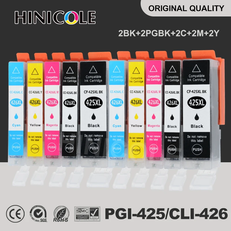 10 шт. совместимый чернильный картридж для Canon PGI 425 CLI 426 PIXMA IP4840 IP4940 IX6540 MG5140 MG5240 MG5340