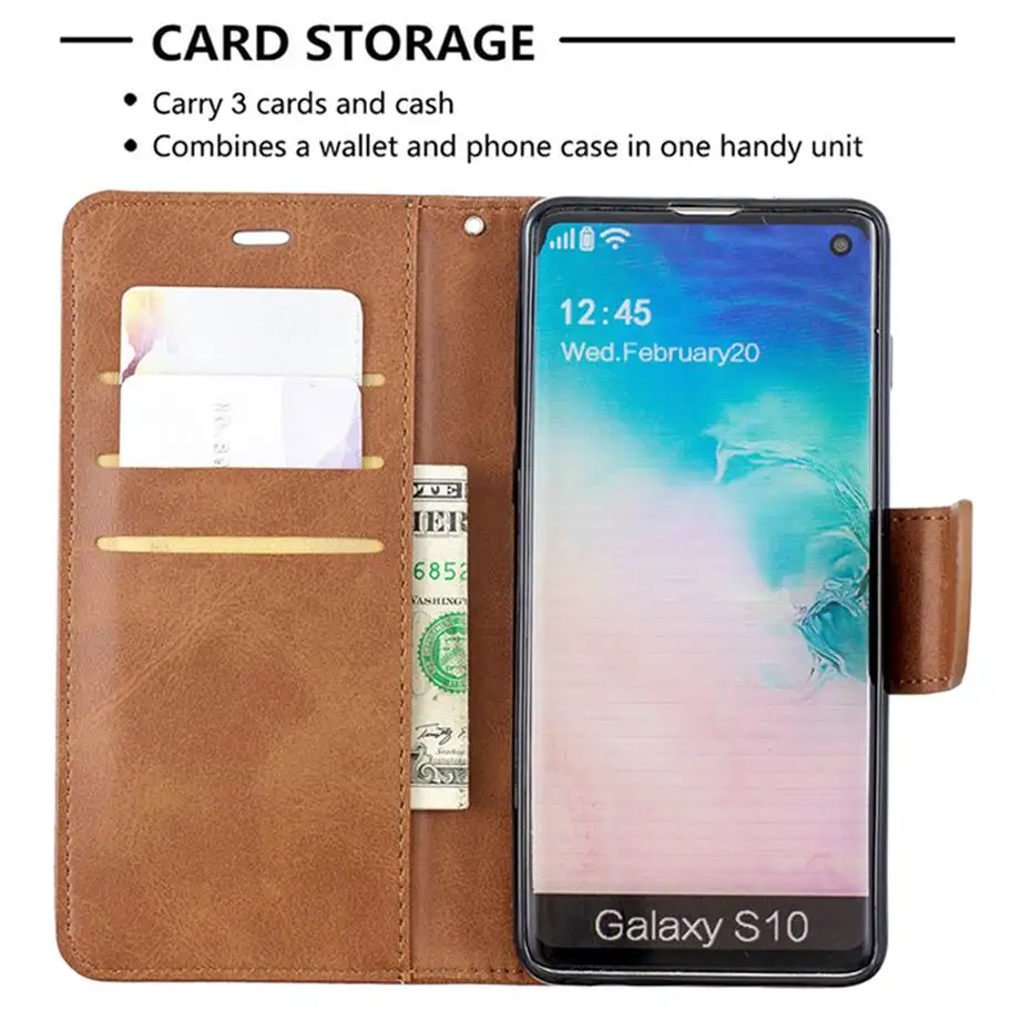 Кожаный чехол книжка для Samsung Galaxy A3 A5 S8 S9 S10 E J3 J5 J7 2017 J2 PRO A6 A7 2018 Plus Note 8 9 кошелек