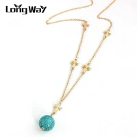 longway 2 colors necklaces pendants all match ball pendant long gold color chain necklaces women sets necklace sne160094103