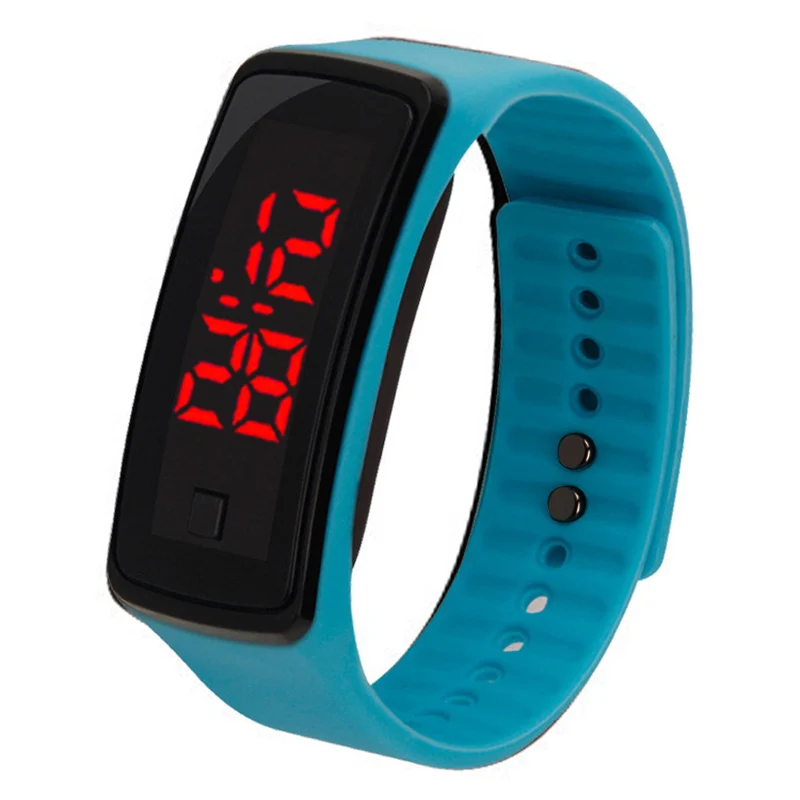 light blue Топ продаж, наручные часы унисекс, модные мужские силиконовые яркие цвета, светодиодный спортивный браслет, сенсорные цифровые наручные часы для студентов - Цвет: light blue
