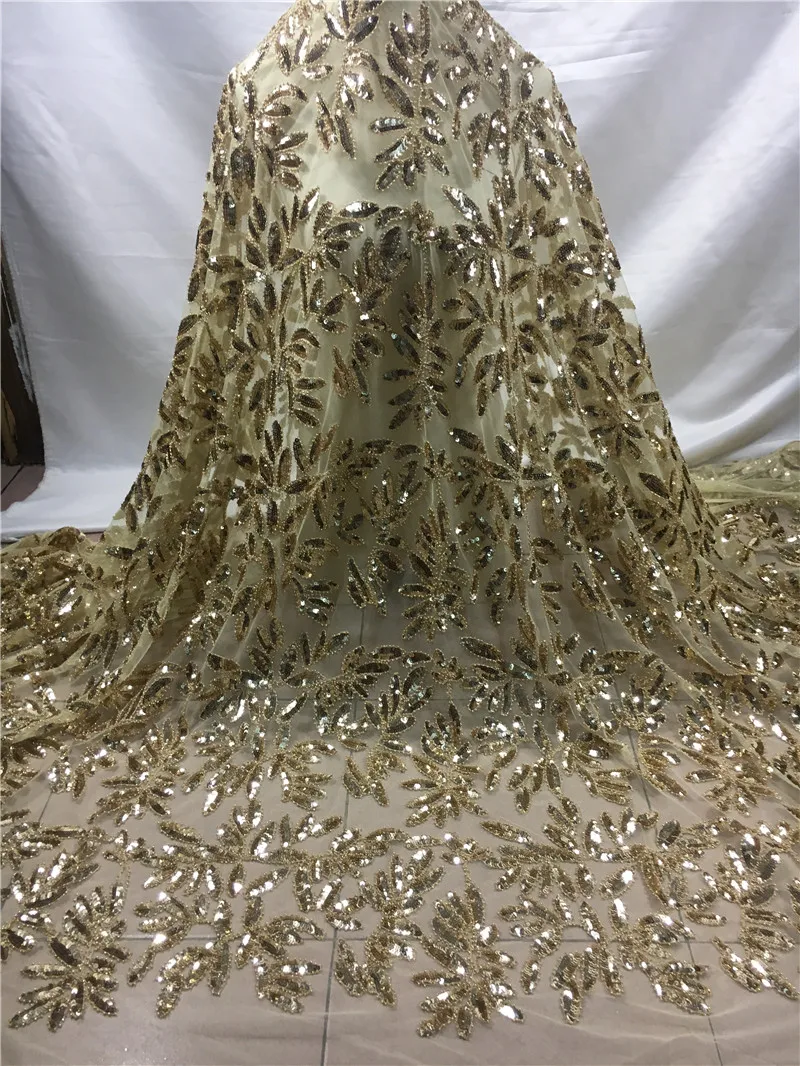 

Hot sell design african net lace fabric JRB-10218 Pretty embroidered tulle mesh lace fabric with beads and sequins