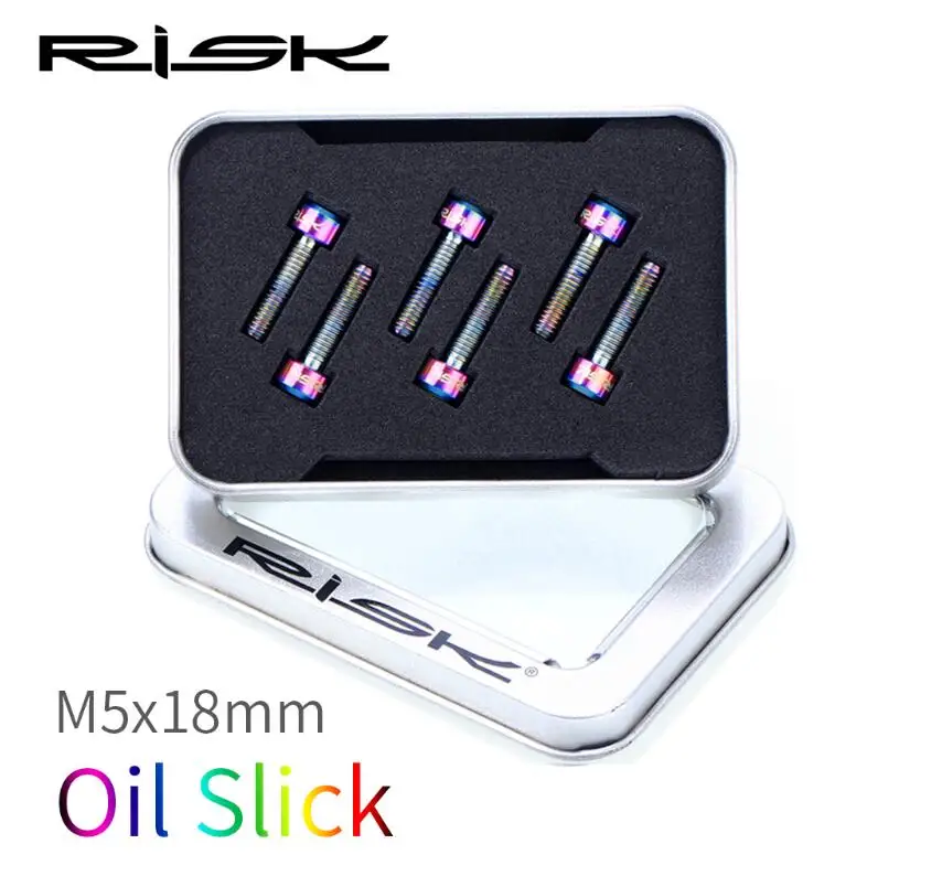 M5x18mm Rainbow 6 шт. M5x16/18 мм титановые винты для руля, болты для велосипеда, велосипеда, MTB руля, руля, титановый винт - Цвет: M5x18mm Rainbow