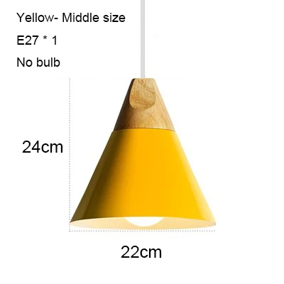 Yellow 220mm no bulb Светодиодный подвесной светильник s современный подвесной светильник для столовой деревянный скандинавский светильник красочный подвесной светильник для ресторана кофе спальни E27 светодиодный светильник - Цвет корпуса: Yellow 220mm no bulb