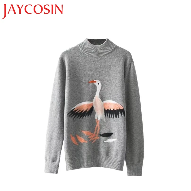 JAYCOSIN 2018 женский осенне-зимний Новый Повседневный стиль свитер с красным краном