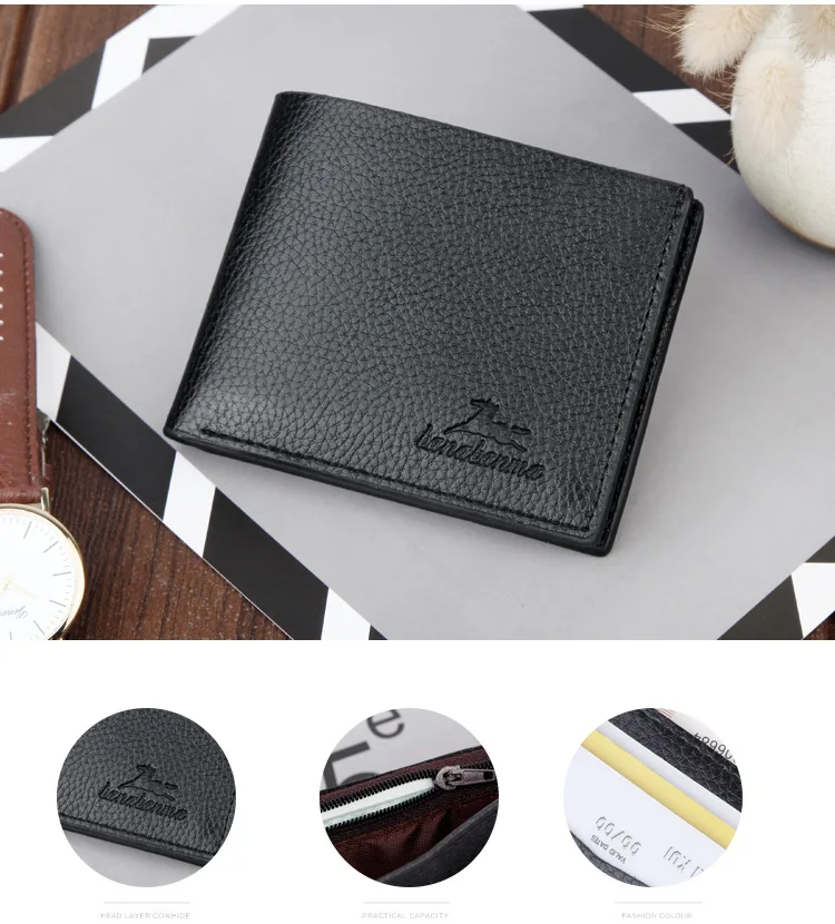 2019 Винтажный Мужской кожаный брендовый Роскошный кошелек короткие тонкие