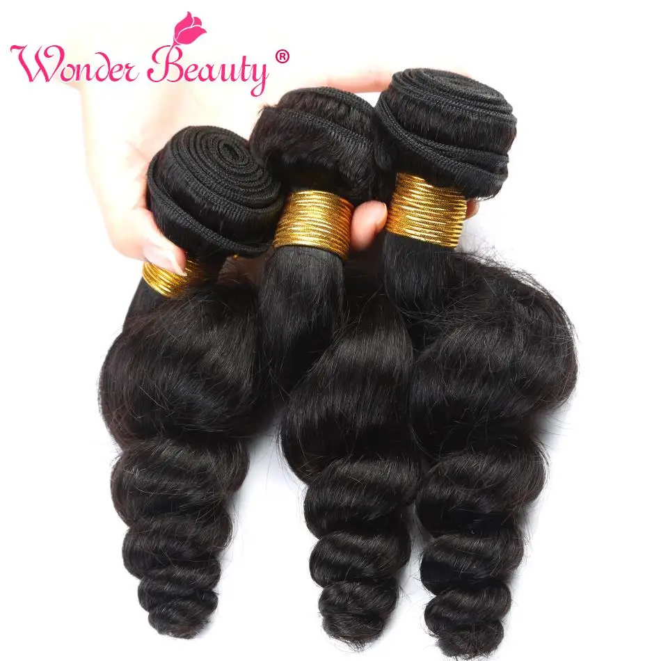 Чудо-красота свободная волна перуанские волосы 100% человеческие пучки не Реми 3