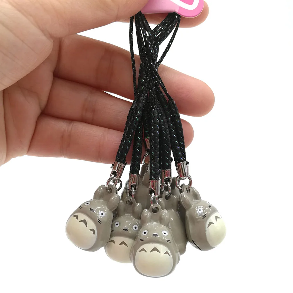 Totoro Gray 100 шт Pikchu Stitch Scrump Jack mickey minnie Marie Doraemon лягушка Медвежонок для мобильного телефона на ремешке колокольчики Цифры Розничная - Цвет: Totoro Gray