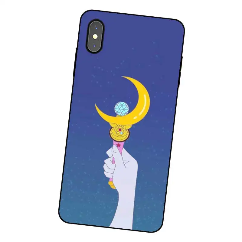 P191 Sailor Moon Lovely Black Silicone Case Cover For Apple iPhone 11 Pro XR XS Max X 8 7 6 6S Plus 5 5S SE |