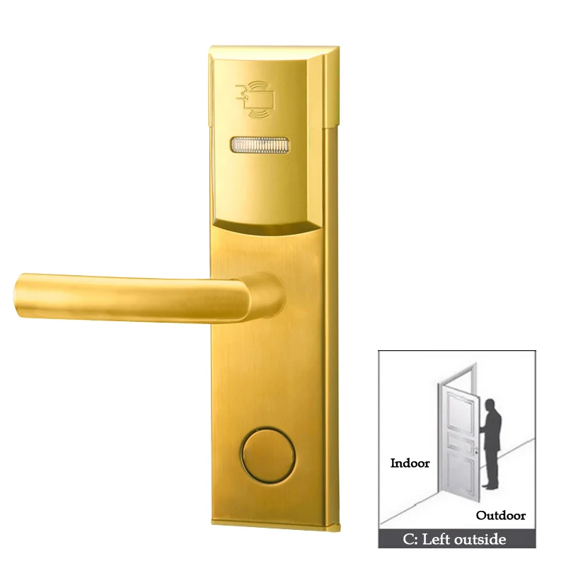 Golden left outside Высокая безопасность электронный RFID keyless дверной замок отель замок для квартиры офиса - Цвет: Golden left outside
