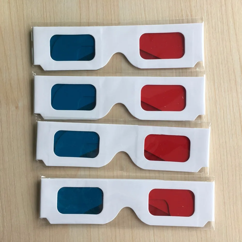 20 шт. недорогие универсальные бумажные 3d очки анаглиф красные голубые/синие
