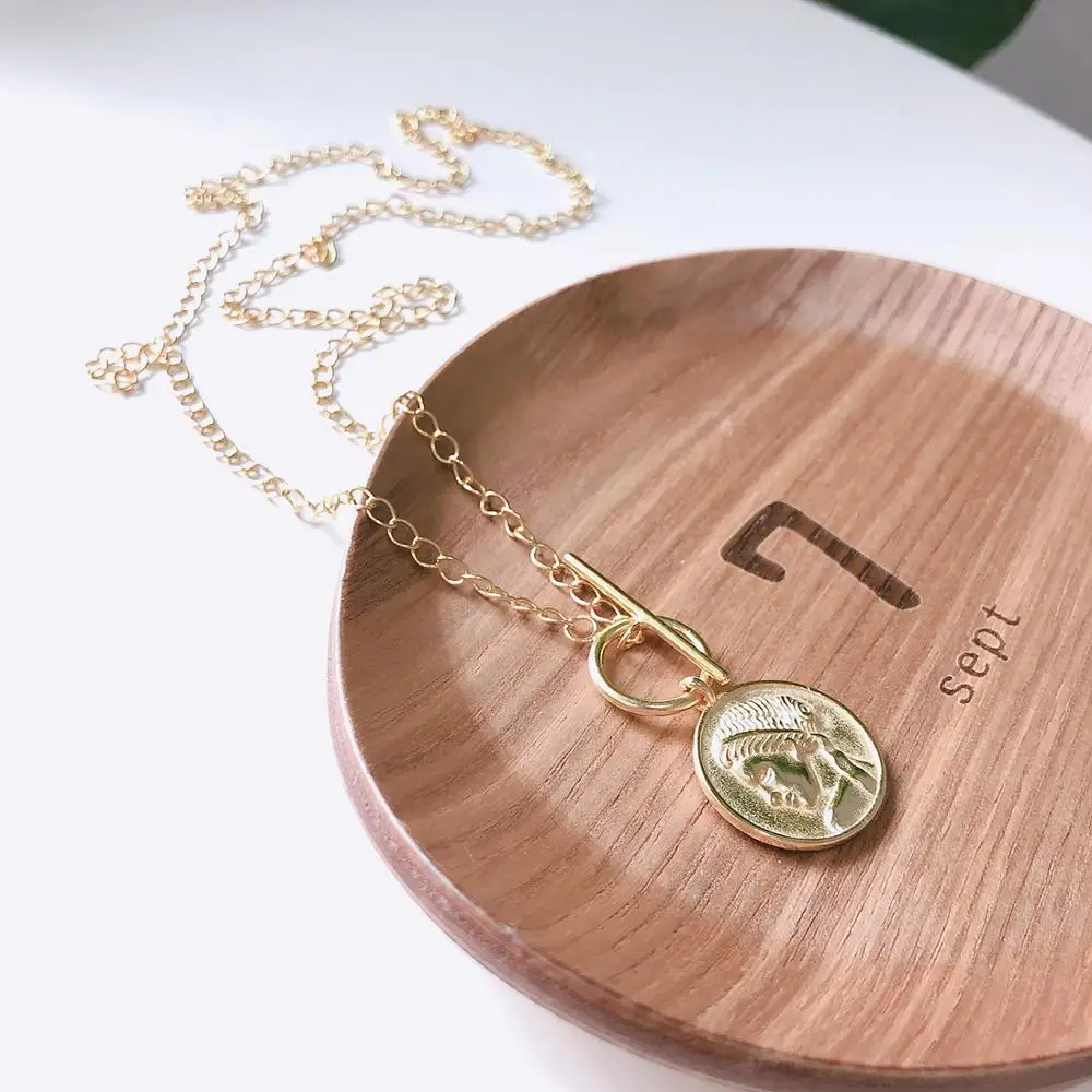 

Chic Toggle Clasp Portrait Coin Pendant Necklaces 925 Sterling Sliver Gold Choker Statement Layer Necklace collier femme collar