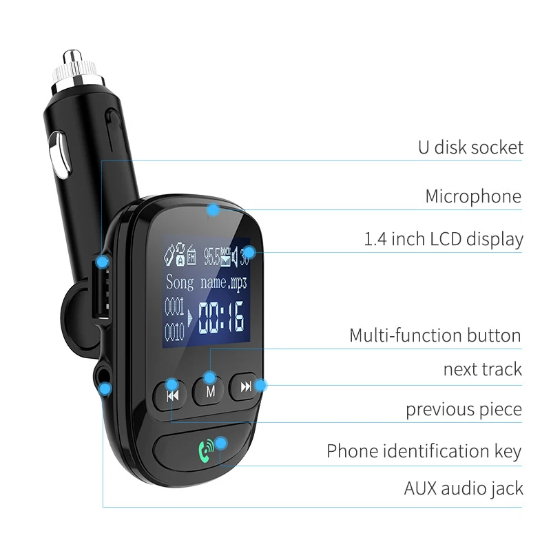 

VR robot FM Transmitter AUX Bluetooth Car MP3 Player Adapter Wireless Handsfree Car Kit Modulator with USB QC3.0 Quick Charge