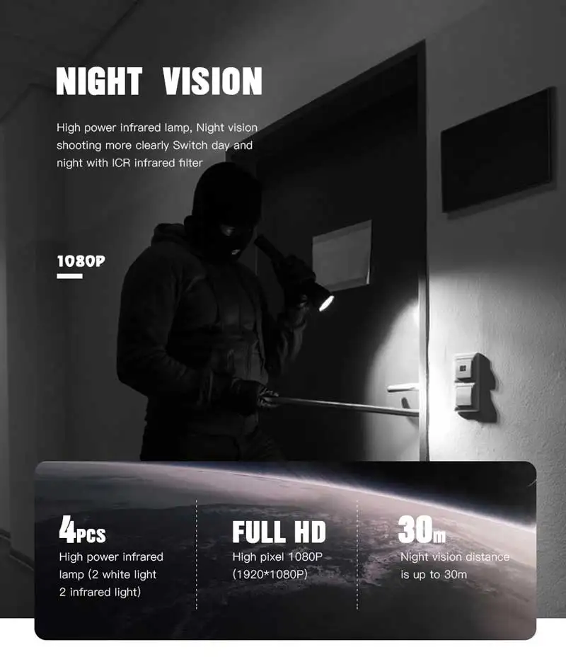 Ourdoor ip-камера ONVIF 1080 P Водонепроницаемая Wifi камера видеонаблюдения Система видеонаблюдения полноцветная Запись голоса ночного видения