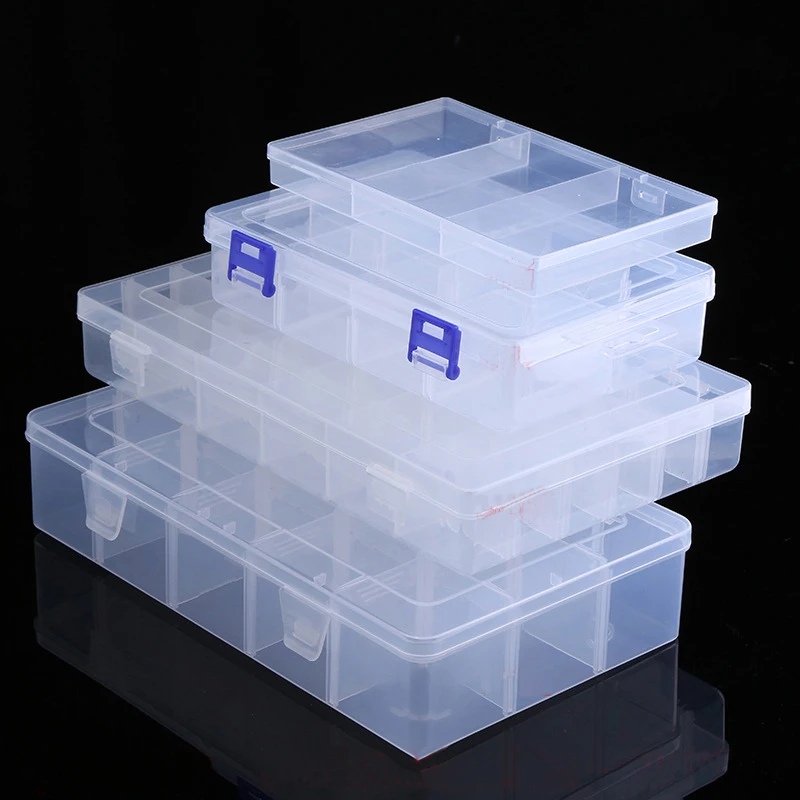 

Adjustable Transparent Plastic Storage Box for Terminal Small Component Jewelry Tool Box Bead Pills Organizer Nail Art Tip Case