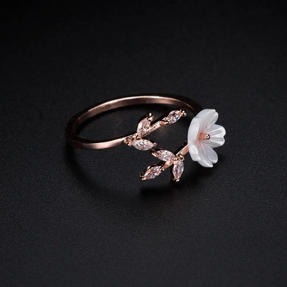 Кольцо на палец 1 шт. изящное регулируемое с цветами и кристаллами|Кольца| |
