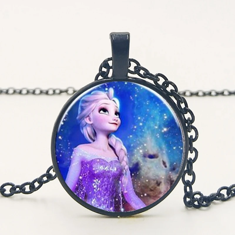 Новая подвеска с Анной подвеской Ge Elsa, ожерелье с изображением героев мультфильмов для девочек, ожерелье с драгоценными камнями, подарок для девочек, цепочка с мультяшным свитером