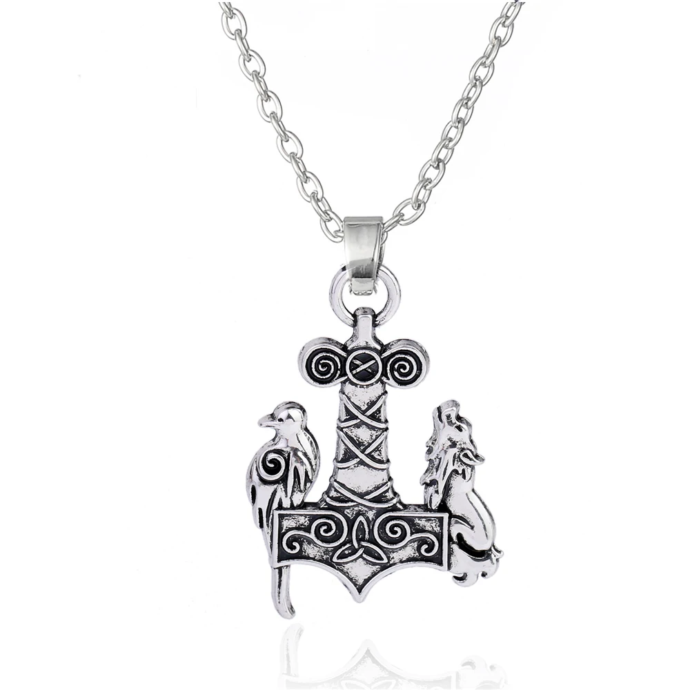 Walapara Shone Norse Odin Thors ювелирные изделия с молотком Mjolnir Викинг Волк и кулон вороном